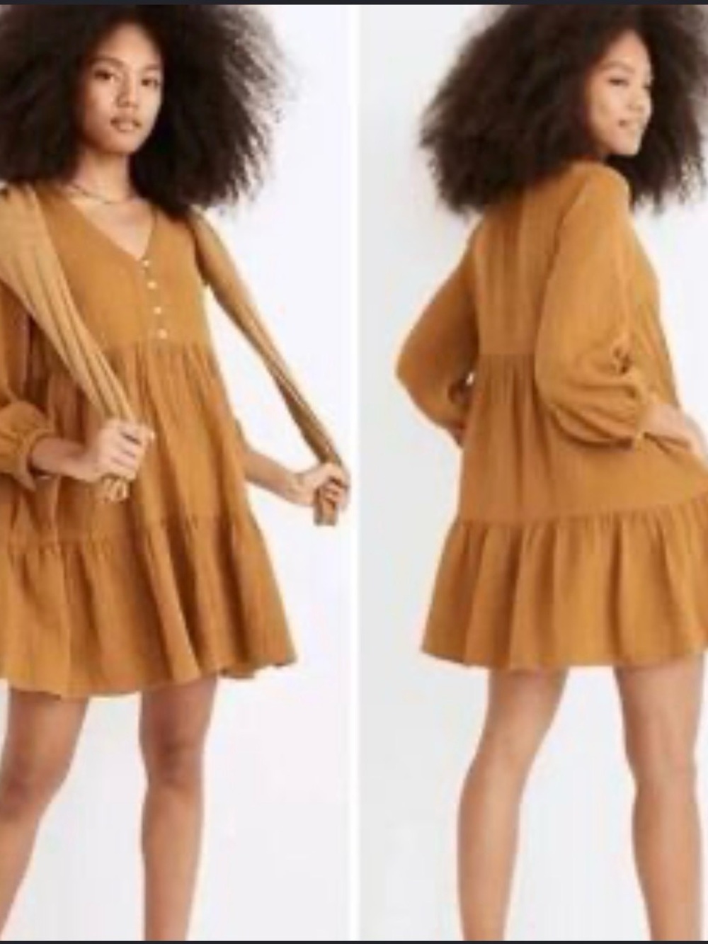Madewell Lightspun Brown Mustard Colette Mini
Dress 10